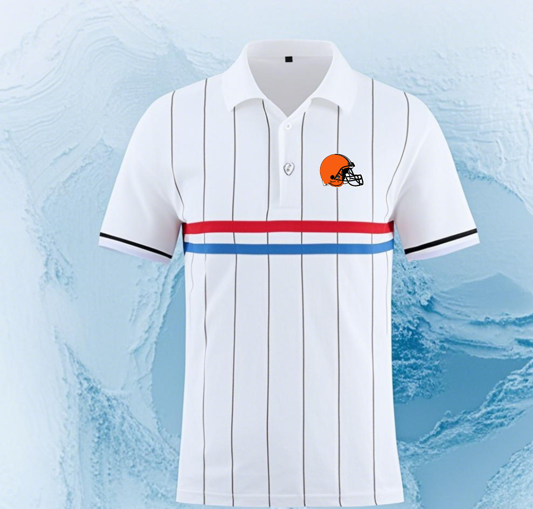 Cleveland Browns white #14 Men 2025 NFL polo T shirt->nfl t-shirts->Sports Accessory
